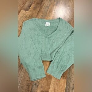 Aerie Soft Green Fuzzy Cardigan